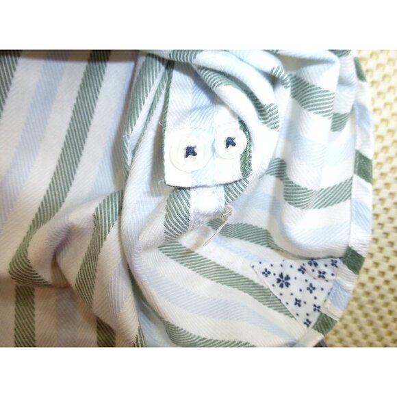 GAP Classic Fit Green & Blue Striped Button-Up Shirt 16-16.5 Long Sleeve Casual - Picture 4 of 11